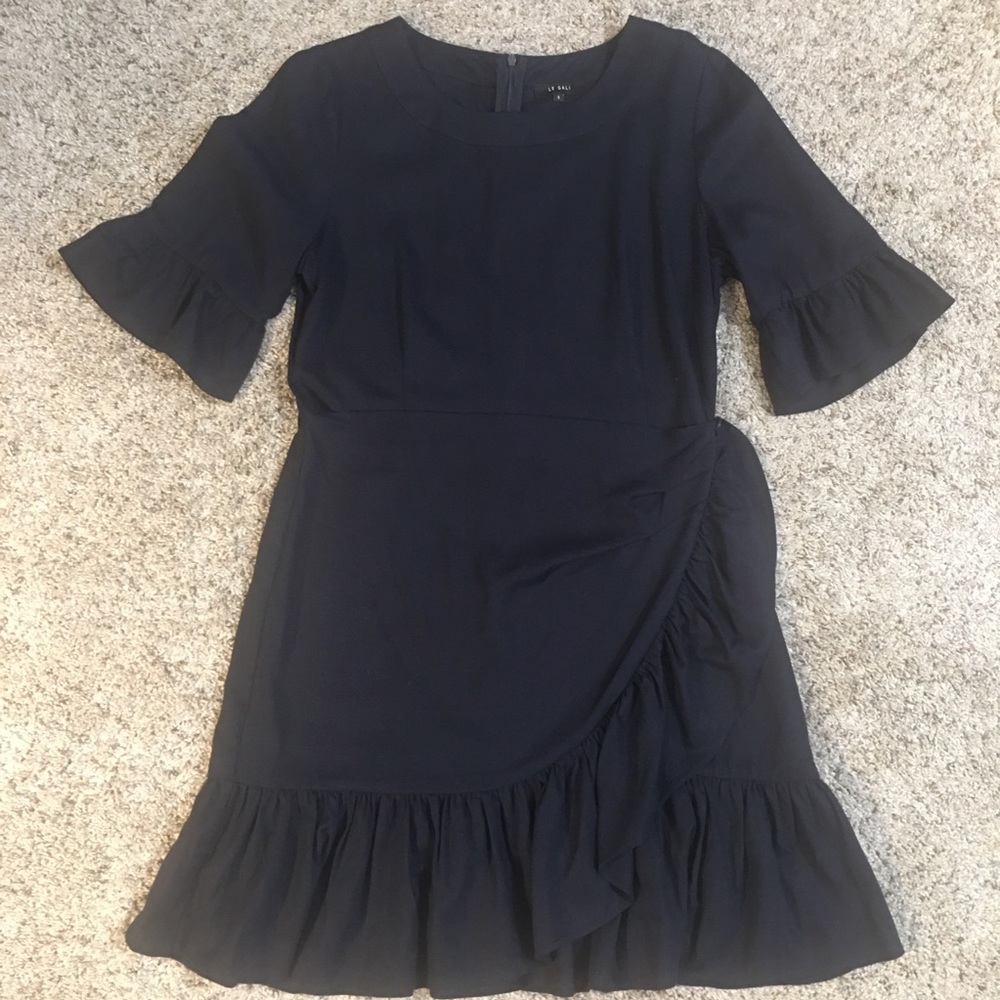 Le Gali Navy Blue Linen Dress
